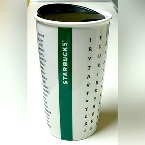 2016 Limited Edition 12 oz STARBUCKS COFFEE Word Search Eye Chart Travel Mug